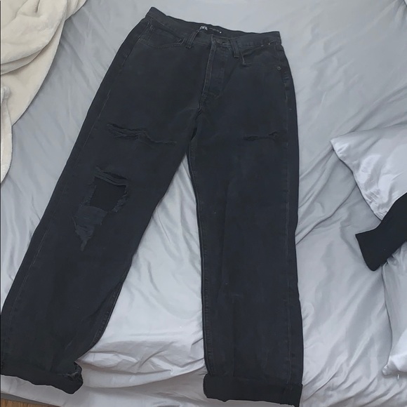 Zara Denim - NWOT Zara Black High Waisted Ripped Jeans